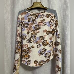 We The Free Floral Long Sleeve Top - Cream and Brown